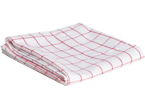 Handdoek Katoen Geruit 72x50 Cm Wit/Rood