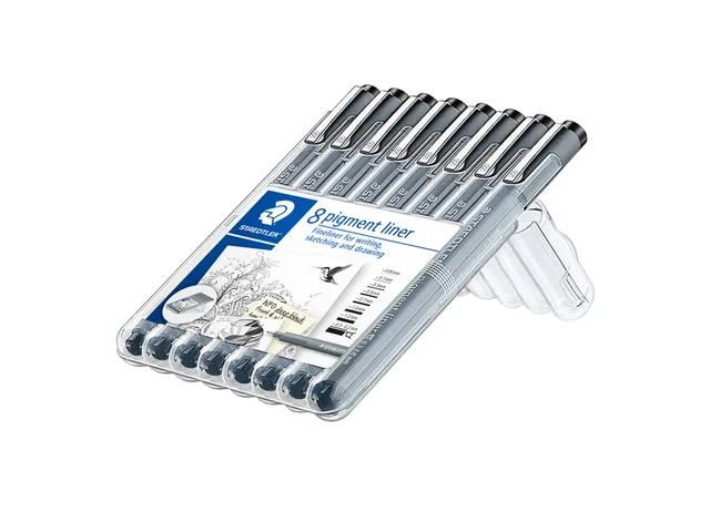 Fineliner Staedtler Pigment 308 noir 8 largeurs assorties