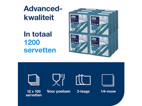Tork 477914 Soft Dinnerservet Advanced Blauwgroen 39x39cm