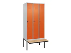 locker met bank,HxBxD 2120x900x815mm,3vak,vak B 300mm,draaigrendel