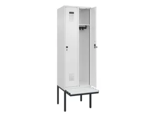 locker met bank,HxBxD 2120x600x815mm,2vak,vak B 300mm,draaigrendel - 1
