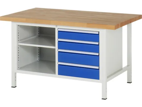 werkbank,HxBxD 840-1040x1500x900mm,beukblad,draagverm. 1250kg,4voeten