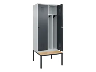 locker met bank,voor scheiding van kleding,HxBxD 2120x800x815mm,2vak - 1