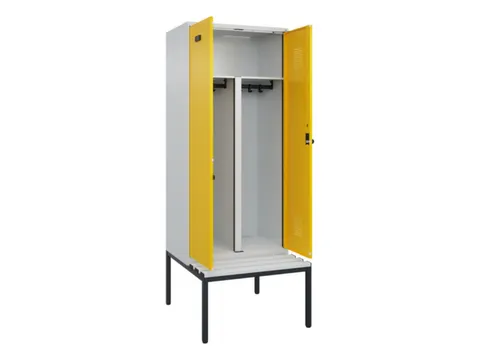 PBM-locker met bank,HxBxD 2120x800x815mm,2vak,vak B 400mm,draaigrendel