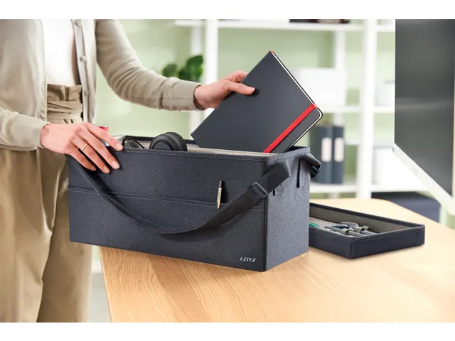 Leitz Stoffen Hot Desking Opbergtas met deksel donkergrijs