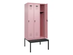 locker met bank,HxBxD 2120x900x815mm,3vak,vak B 300mm,draaigrendel