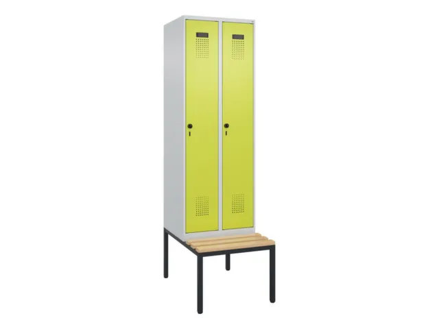 locker met bank,voor scheiding van kleding,HxBxD 2120x600x815mm,2vak