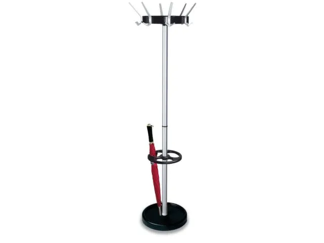 Kapstok 1800x500mm 6/12 Hoed-/Jashaken Aluminium-Zilver/Zwart