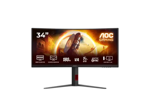 AOC G4 CU34G4 Curved Monitor 34 Inch Wide Quad HD LED Zwart, Rood
