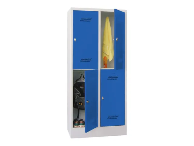 dubbeldekse locker,HxBxD 1850x800x500mm,2x2vak.,RAL7035,front RAL5010