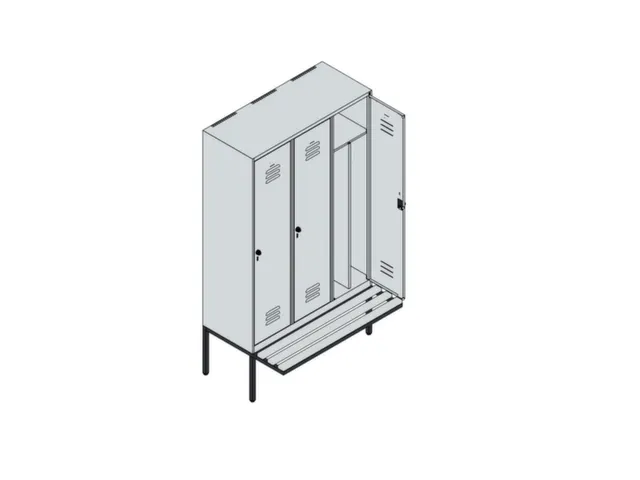 locker voor scheiding van kleding,HxBxD 2120x1200x815mm,3vak