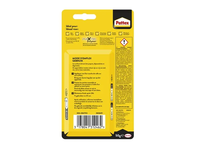 Alleslijm Pattex 100% tube 50 gram op blister