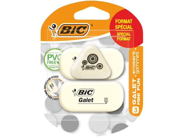 Gum Bic Galet pvc vrij zacht potlood wit blister à 3 stuks