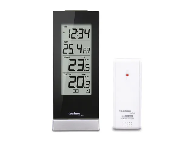 Weerstation Technoline WS 9767 64x165x45mm hoogglans zwart/zilver met