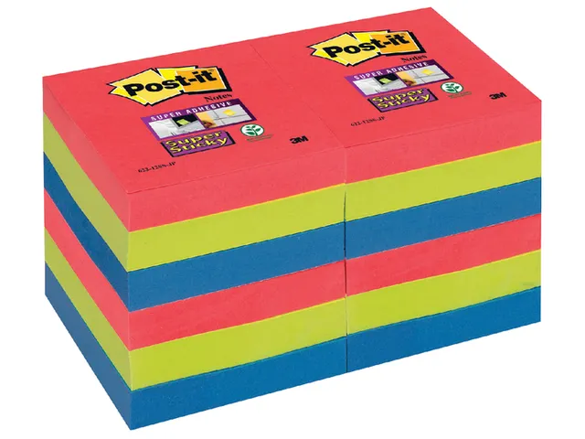 Memoblok Post-it 622-SSJP Super Sticky 47.6x47.6mm Bora Bora Assorti
