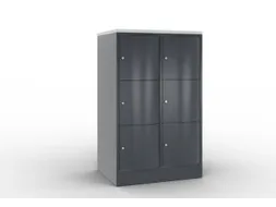 lockerkast cil.slot 1255x770x640mm 2x3 vakken RAL7021 front RAL7021