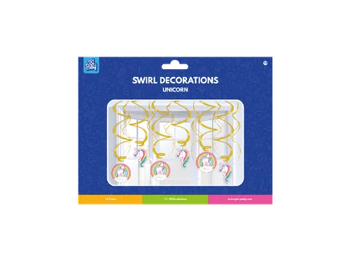Hangdecoratie 70cm Party Swirl Unicorn 12 stuks