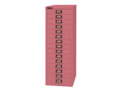 kantoor-ladekast HxBxD 860x279x380mm 15 laden romp + front pink staal