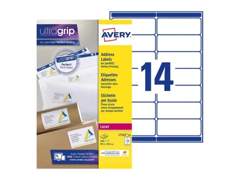 Adresetiket Avery QuickPeel L7163-40 99.1x38.1mm Wit 560 stuks