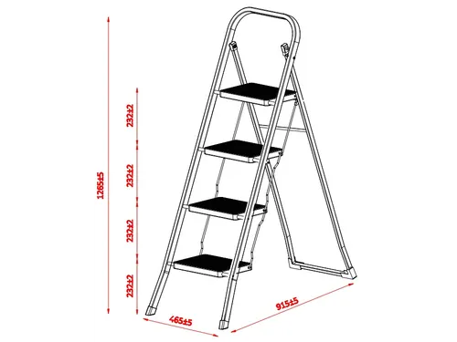 Stalen trap ladder 4 treden wit