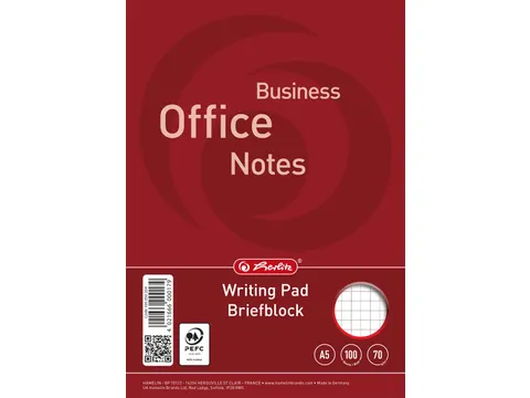 bloc-notes, ft A5, 70 g/m², 100 feuilles, quadrillé 5 mm
