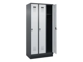 locker,HxBxD 1950x900x500mm,3vak,vak B 300mm,draaigrendel,sokkel - 2