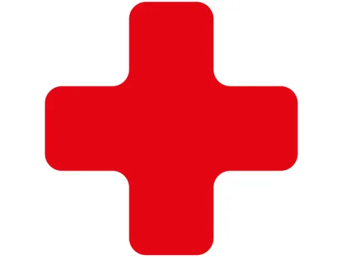 plaksymbool,plus,markering HxB 150x150mm,polycarbonaat,rood