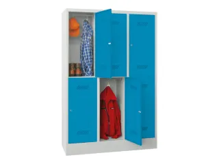 dubbeldekse locker,HxBxD 1850x1200x500mm,3x2vak.,RAL7035,front RAL5012 - 2