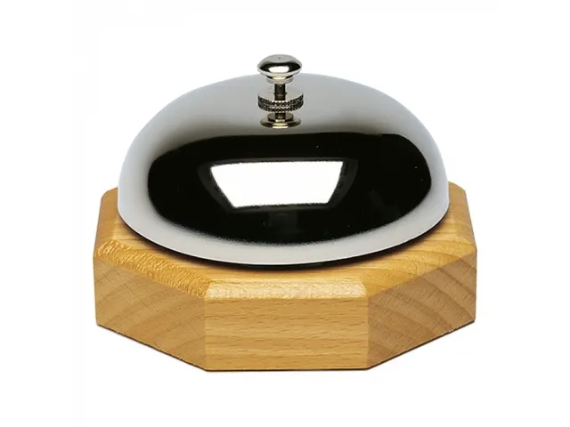 Westmark Receptiebel 9cm Verchroomd met houten voet