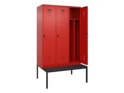 locker met bank,voor scheiding van kleding,HxBxD 2120x1200x815mm,3vak