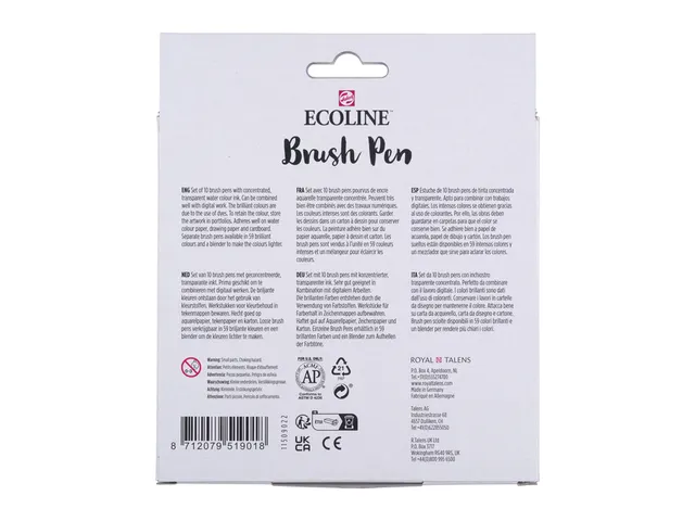Brushpen Talens Ecoline set à 10 stuks primair