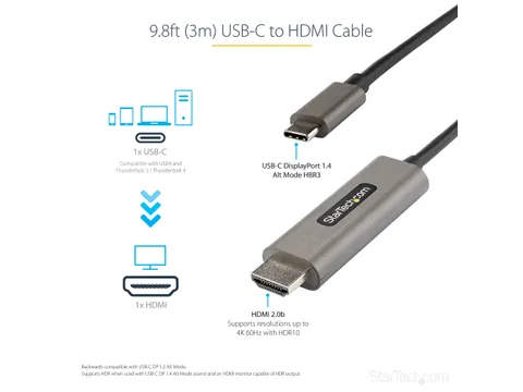 3 Meter USB-C naar HDMI Kabel 4K 60Hz met HDR10 Ultra HD USB Type-C