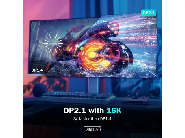 Premium DisplayPort-aansluitkabel type DP M/M 1m UHD 8K, DP 2.1, zwart