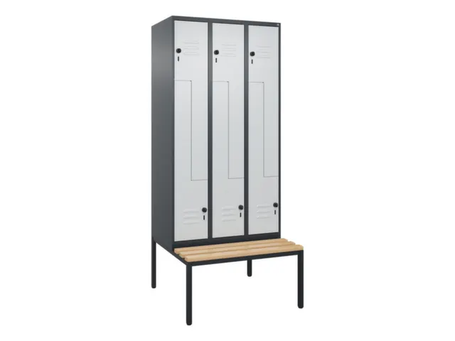 Z-garderobekast,HxBxD 2120x900x815mm,6vak,vak B 300mm,draaigrendel