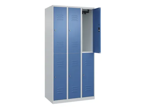 dubbeldekse locker,HxBxD 1850x900x500mm,3x2vak.,vak B 300mm,cil.-slot