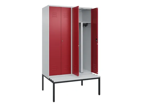 PBM-locker met bank,HxBxD 2120x1200x815mm,4vak,vak B 300mm,cil.-slot