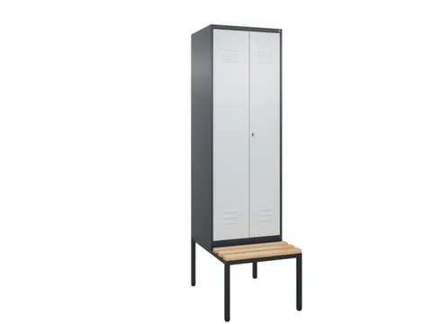 PBM-locker met bank,HxBxD 2120x600x815mm,2vak,vak B 300mm,cil.-slot