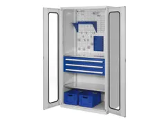 werkplaatskast,HxBxD 1950x1000x600mm,2xStalen bodem,3lade(n),RAL5010