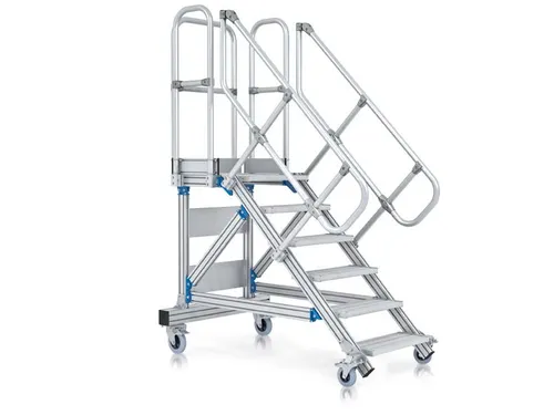 bordestrap,verrijdbaar,bordes H 3,75m,15treden,60° helling,aluminium