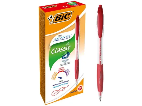 Balpen Bic Atlantis classic grip clic medium rood