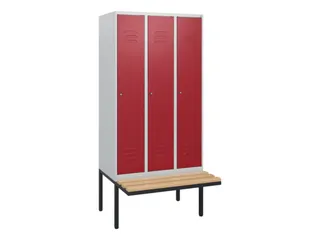 locker met bank,HxBxD 1950x900x815mm,3vak,vak B 300mm,cil.-slot - 1