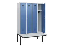 locker met bank,HxBxD 1950x1200x815mm,4vak,vak B 300mm,cilinderslot
