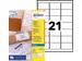 Adresetiket Avery J8160-100 63.5x38.1mm Inkjet Wit 2100 stuks