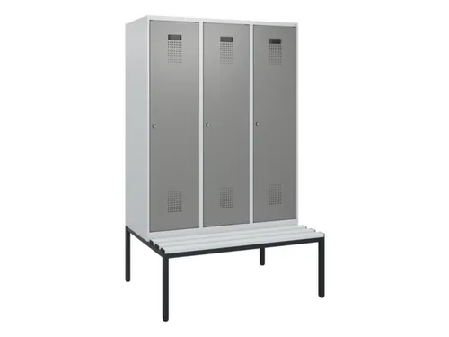 locker met bank,HxBxD 1950x1200x815mm,3vak,vak B 400mm,cilinderslot