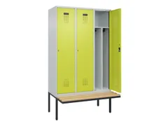 locker met bank,voor scheiding van kleding,HxBxD 2120x1200x815mm,3vak