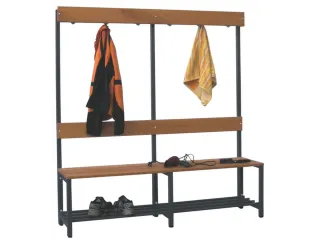 Omkleedbank LxB 1500x400mm Houten Latten Schoenenrek Haken RAL7016 - 2