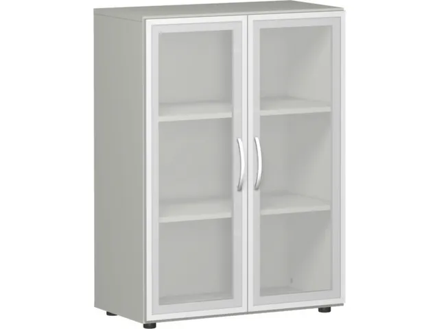 vitrinekast HxBxD 1104x800x420mm 2xhouten vloer 3OH RAL7035