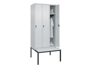 locker met bank,HxBxD 2120x900x815mm,3vak,vak B 300mm,draaigrendel - 3