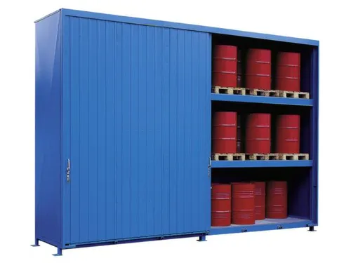 Stellingcontainer Gevaarlijke Stoffen Max. 60X200L Vaten Staand