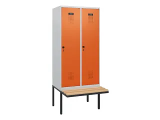 locker met bank,HxBxD 1950x800x815mm,2vak,vak B 400mm,draaigrendel - 2